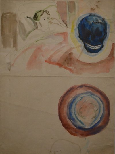 Artist with Skull by Edvard Munch
